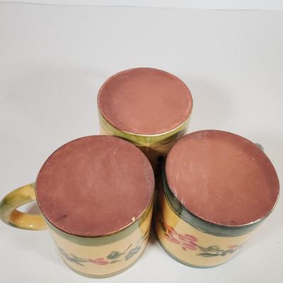 LOT 30F: Polish Pottery Pitcher and Redware Clay Floral Mug Set