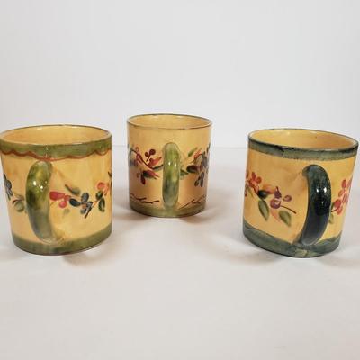 LOT 30F: Polish Pottery Pitcher and Redware Clay Floral Mug Set