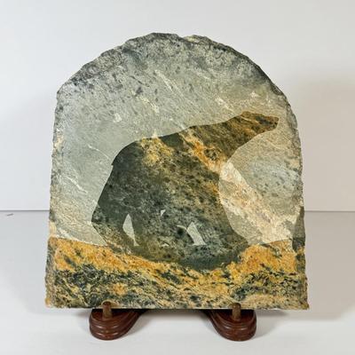 LOT 60F: Goat Relief Plaque & Natural Wonders Bear Slate