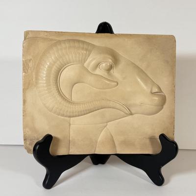 LOT 60F: Goat Relief Plaque & Natural Wonders Bear Slate