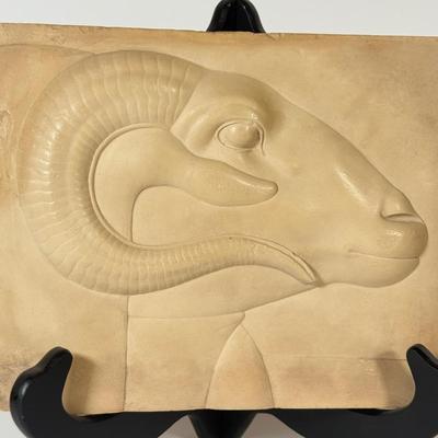 LOT 60F: Goat Relief Plaque & Natural Wonders Bear Slate