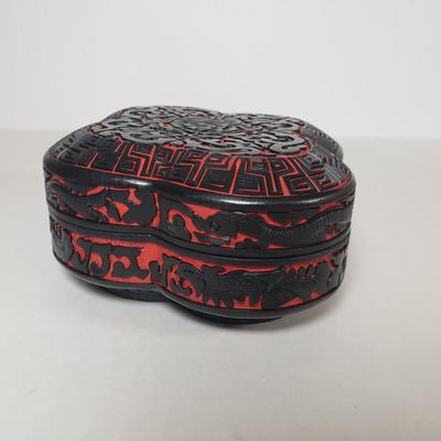 LOT61F: Tabletop Assortment; Chinese Lacquer Box; Wooden Display Stands, Artisan Handmade Coaster Set
