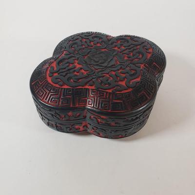 LOT61F: Tabletop Assortment; Chinese Lacquer Box; Wooden Display Stands, Artisan Handmade Coaster Set