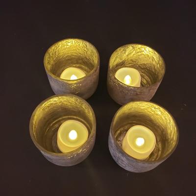 LOT 64F: Silver Mercury Glass Style Vase with Matching Tea Light Votive Holders
