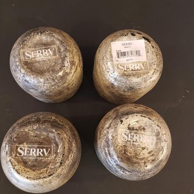 LOT 64F: Silver Mercury Glass Style Vase with Matching Tea Light Votive Holders