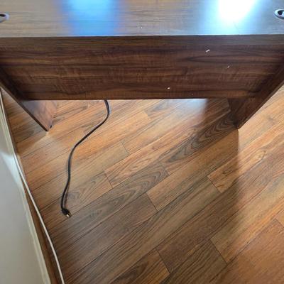 LOT 92M: Vintage One Drawer Wood Office Desk W/Mounted Power Strip