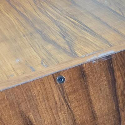 LOT 92M: Vintage One Drawer Wood Office Desk W/Mounted Power Strip