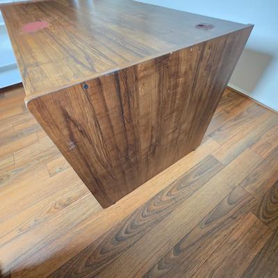 LOT 92M: Vintage One Drawer Wood Office Desk W/Mounted Power Strip
