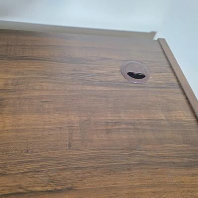 LOT 92M: Vintage One Drawer Wood Office Desk W/Mounted Power Strip