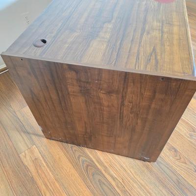 LOT 92M: Vintage One Drawer Wood Office Desk W/Mounted Power Strip