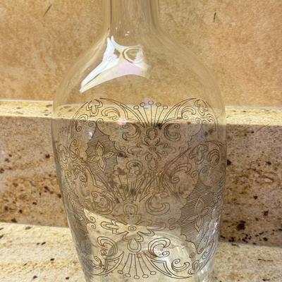 LOT 109K: Gold Rim Decanter w/ 3 Matching Wine Glasses & More