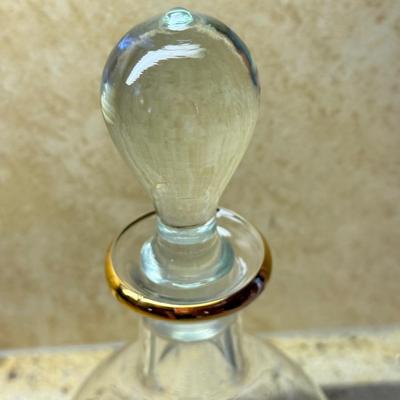 LOT 109K: Gold Rim Decanter w/ 3 Matching Wine Glasses & More