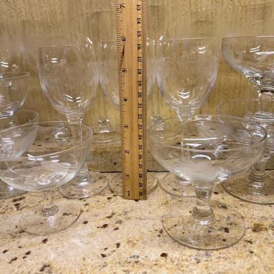 LOT 110G: Etched Glassware Collection