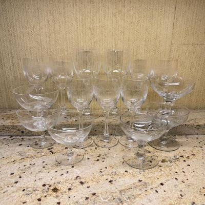 LOT 110G: Etched Glassware Collection
