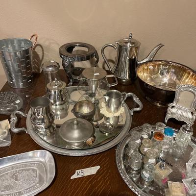 Sale Photo Thumbnail #90: Silver S & P shakers, Platted serving dishes.