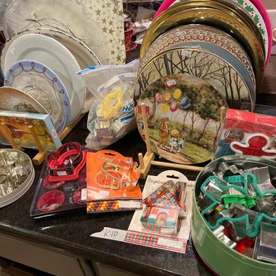 Sale Photo Thumbnail #104: Cookie Cutters, Platters, Plates 

 Plate Holders not included