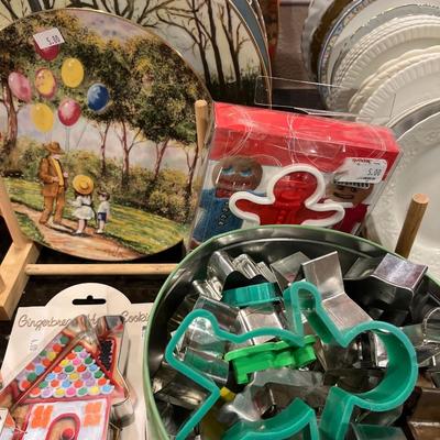 Sale Photo Thumbnail #107: Cookie Cutters, Platters, Plates 

 Plate Holders not included