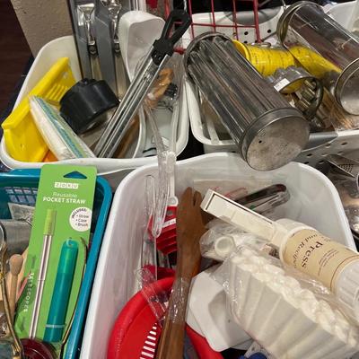 Sale Photo Thumbnail #112: Knives, cookie cutters, utensils and more