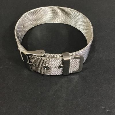 Sale Photo Thumbnail #152: SilverTone mesh buckle bracelet. Very nice condition. Please see attached photos.