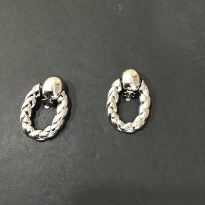 Sale Photo Thumbnail #178: Very nice Silvertone clip on earrings. Please see attached photos.