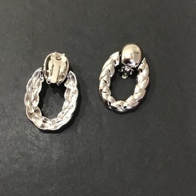 Sale Photo Thumbnail #179: Very nice Silvertone clip on earrings. Please see attached photos.