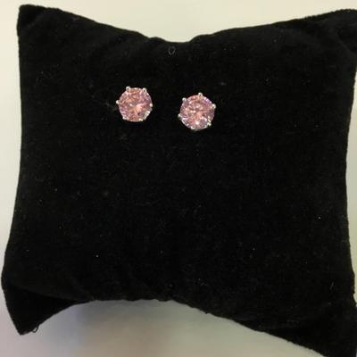Beautiful mart, light, baby, pink, crystal stud earrings, possibly silver