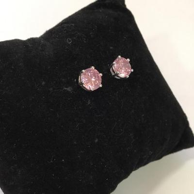 Beautiful mart, light, baby, pink, crystal stud earrings, possibly silver