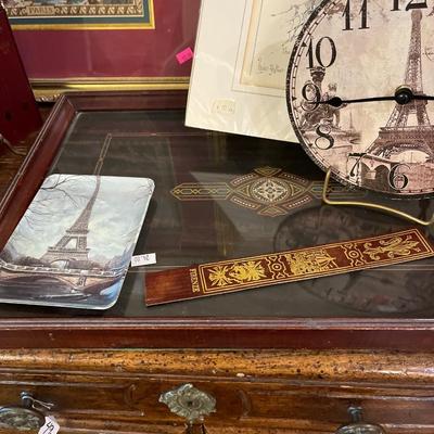 Sale Photo Thumbnail #143: Shakespeare books, print and tapestry picture, tray. End table/ Nightstand