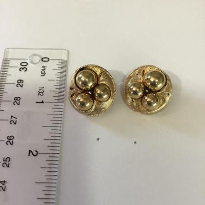 Beautiful brushed gold, toned, textured, vintage clip on earrings