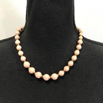 Vintage Avon Necklace pink and gold tone