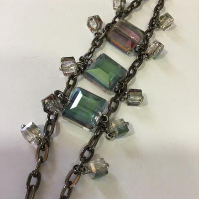 Beautiful gunmetal, gray watermelon, crystal charm bracelet very beautiful