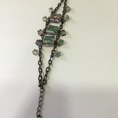 Beautiful gunmetal, gray watermelon, crystal charm bracelet very beautiful
