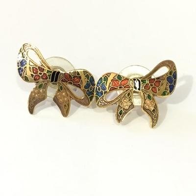 Vintage enamel bow earrings