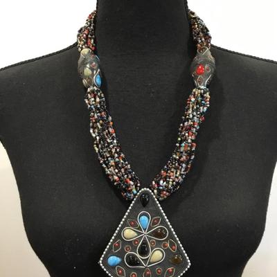 Vintage Very nice rare very unique large statement necklace handcrafted beautifully