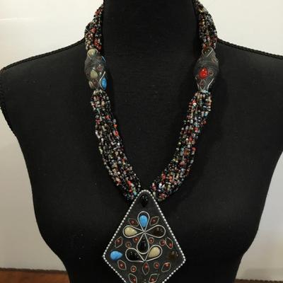 Vintage Very nice rare very unique large statement necklace handcrafted beautifully
