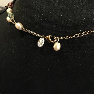 Premier design, gold tone multicolored fashion necklace