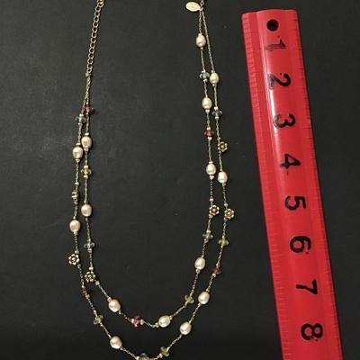 Premier design, gold tone multicolored fashion necklace