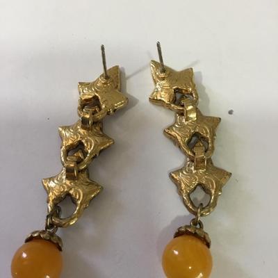 1928 vintage autumn Thanksgiving, maple leaf dangle earrings