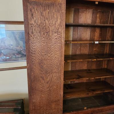 Antique Oak Armoire 5 Shelves 44x18x84