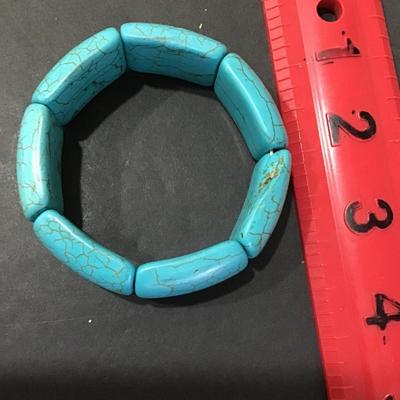 Polished turquoise Type Stone stretch bracelet