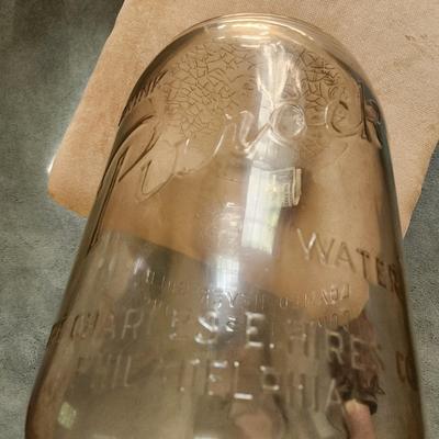 Vintage Charles E. Hires Co Philadelphia PA Purock Owen Illinois Water Jug Carboy w Wooden Crate