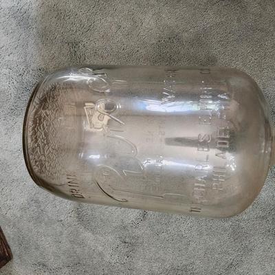 Vintage Charles E. Hires Co Philadelphia PA Purock Owen Illinois Water Jug Carboy w Wooden Crate