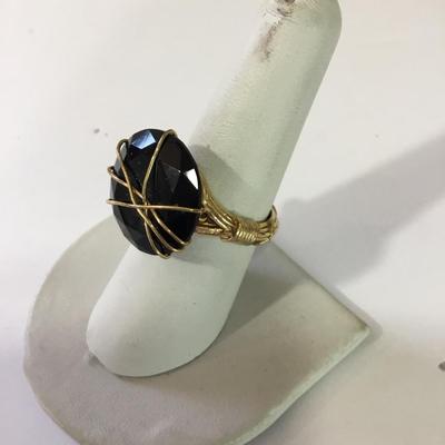 Cool handcrafted, gold, toned, black, onyx, or glass fashion ring