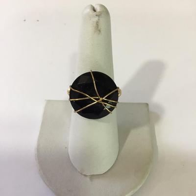 Cool handcrafted, gold, toned, black, onyx, or glass fashion ring