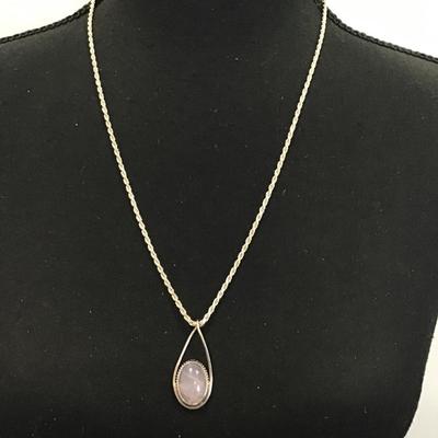 Silver 925 made in Italy chain and pendant with pink quartz