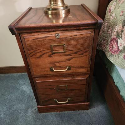 2 Oak 2 Drawer Side Table File Cabinet 16x17x28