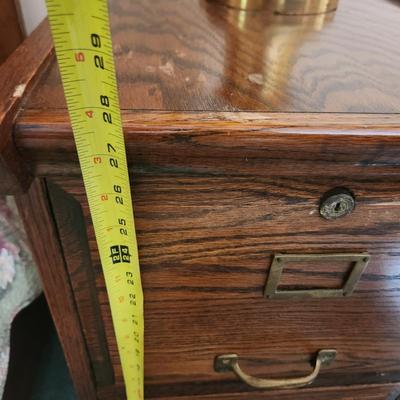 2 Oak 2 Drawer Side Table File Cabinet 16x17x28