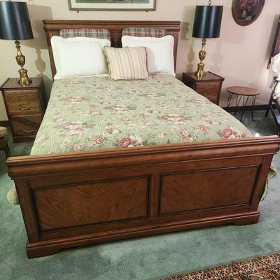 Solid Wood Queen Bed Headboard Footboard Siderails