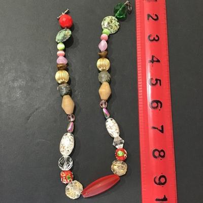 Multicolor polished stones with glass beaded necklace