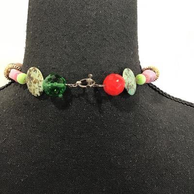 Multicolor polished stones with glass beaded necklace